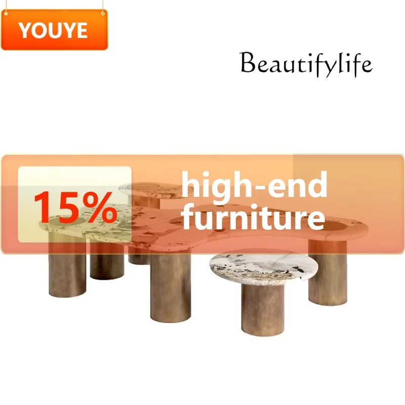 

C40 Итальянский минималистичный журнальный столик из натурального мрамора, дизайнерский современный простой журнальный столик для гостиной, домашнего искусства, элитный