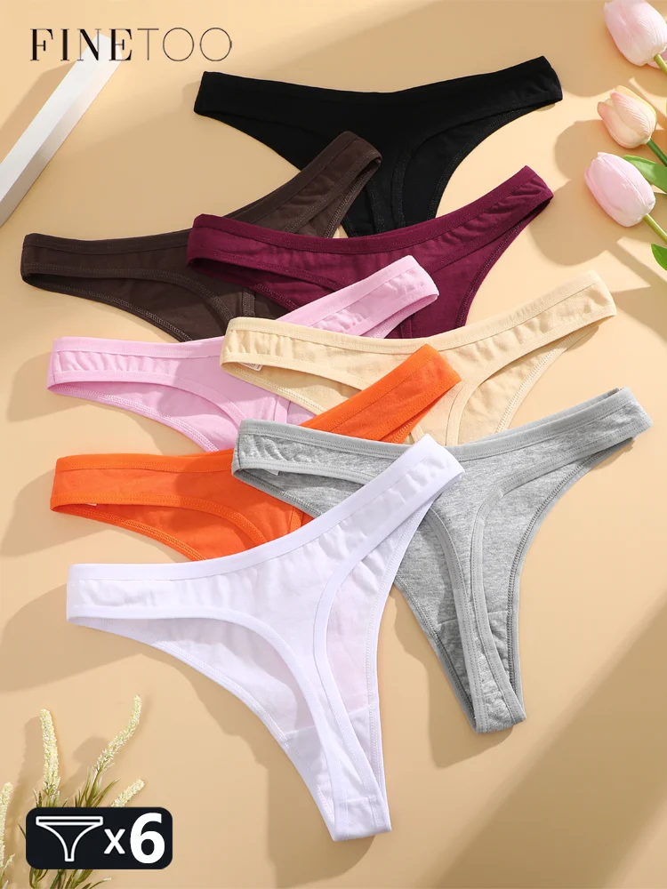 6-teiliges Set Nahtlose Baumwoll-Slips Komfortable Unterwäsche für Frauen Niedriger Bund Atmungsaktive Tangas Sexy Einfarbige Sport-G-Strings Weiche Lingerie