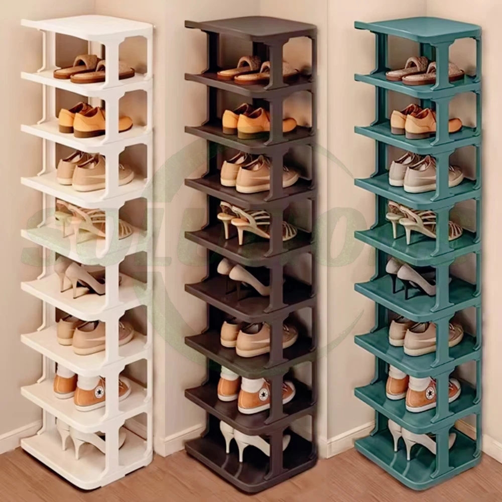 9-Layer Doorway Shoes Organizer Wall Corner Stackable Space-saving Narrow DIY Shoe Storage Rack Household Dormitory Furniture