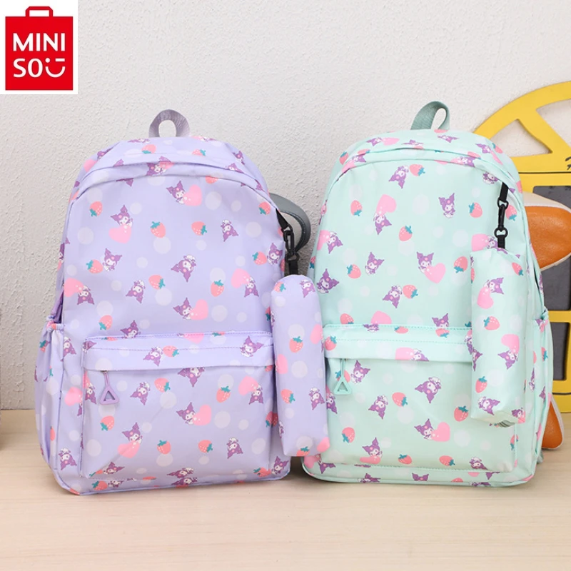 MINISO Cute cartoon Kuromi zaino di grande capacità per studenti, zaino leggero da esterno dolce e fresco