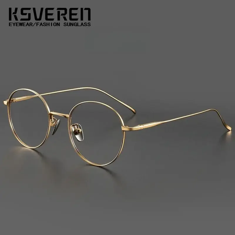 Удобные очки для чтения в стиле ретро, модные круглые очки из чистого титана, роскошная оправа для очков по рецепту для мужчин и женщин