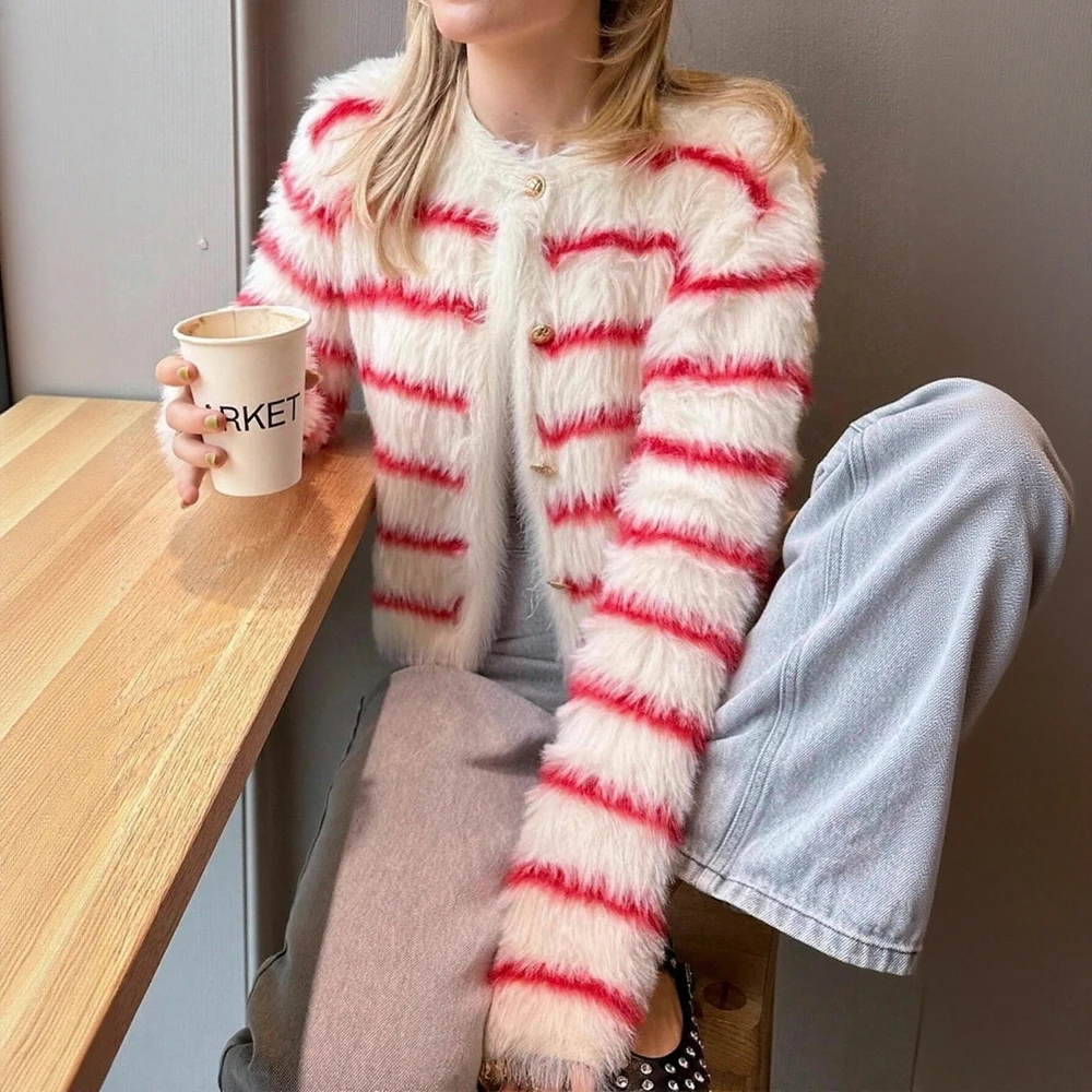 

Women's Casual round Neck Cardigan Fitted Long Sleeve Open Front Knitwear Straight Tube Sleeve No Decoration