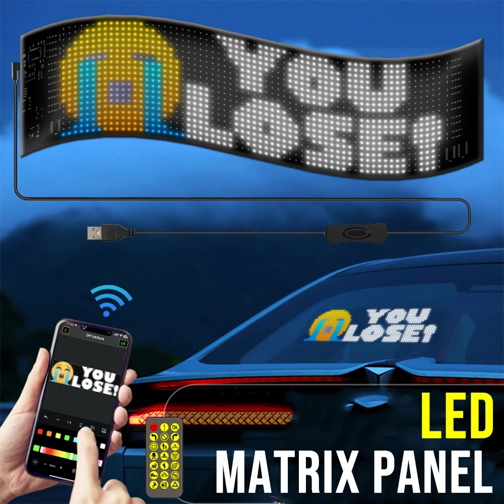 

LED Matrix Panel Pixel Scrolling Bright Advertising LED Signs Flexible USB Car Sign Light for Shop Bar Party Festival Decor Sign