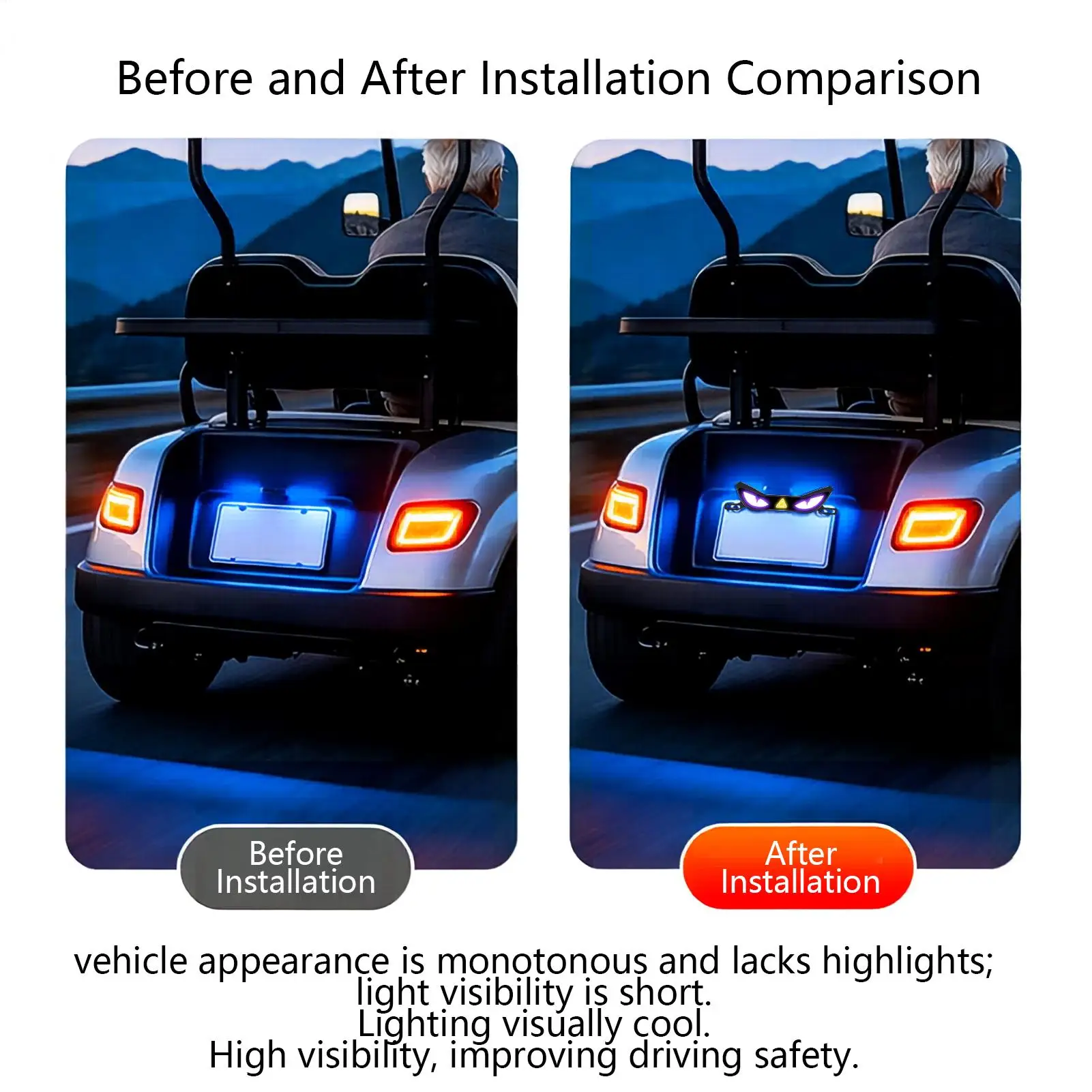 Motorcycle Eye Lights 12V Red Yellow Flashing Anti-Reversal LED Motorcycle Warning Lights For Tricycle Scooter Bikes Underground