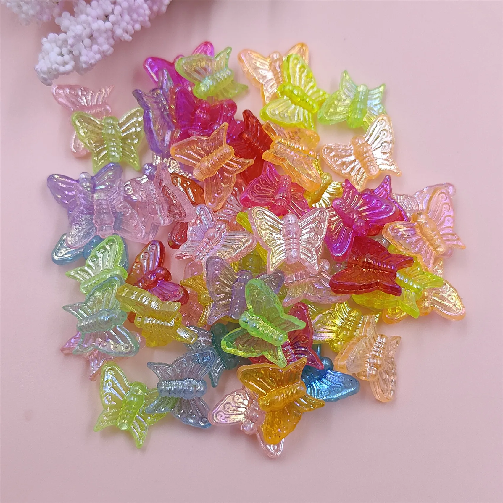 20pcs/bag 13*16mm Acrylic AB Color Crystal Butterfly Beads With Hole For Handmade Bracelet Neacklce Earrings Jewelry Making