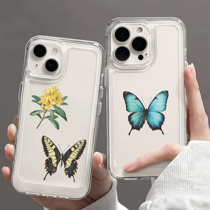 50PCS Waterproof Butterfly Stickers Pack Colorful Flower & Mushroom Decals for Laptop Stationery Luggage Scrapbooking