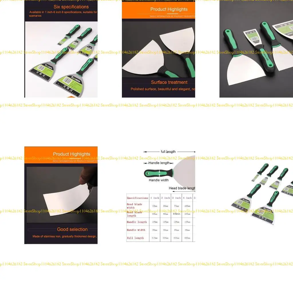 

Q2Q4 6 Pcs Putty Knives Set Scrapers and Filling Knives Wall Dirty Cement Shovel Blade with Anti-slip Plastic Handle DIY Tool