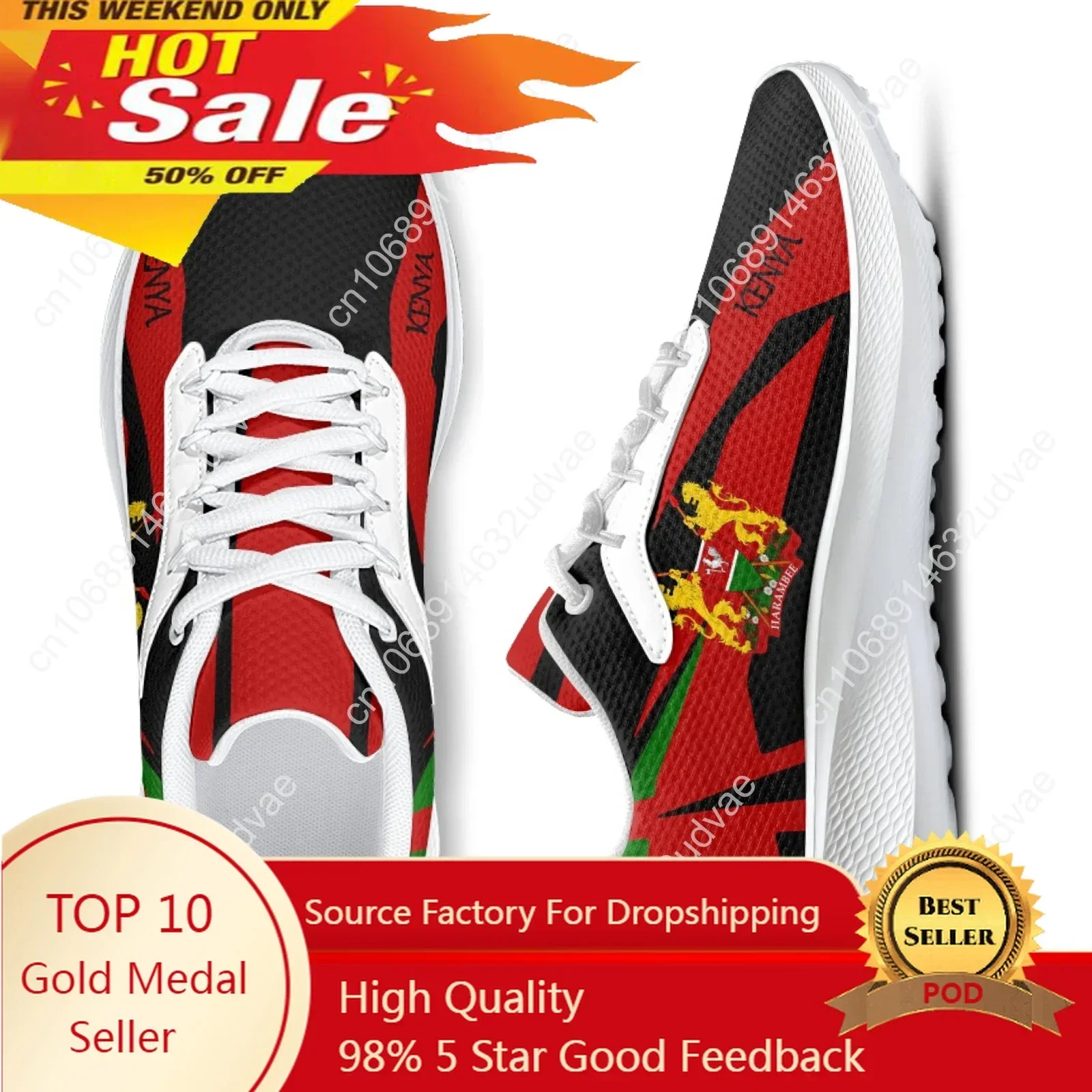 

Kenya Flag Sneakers Lightweight Lace-up Comfortable Summer Casual Sneakers White Lace-up Tennis Shoes Footwear