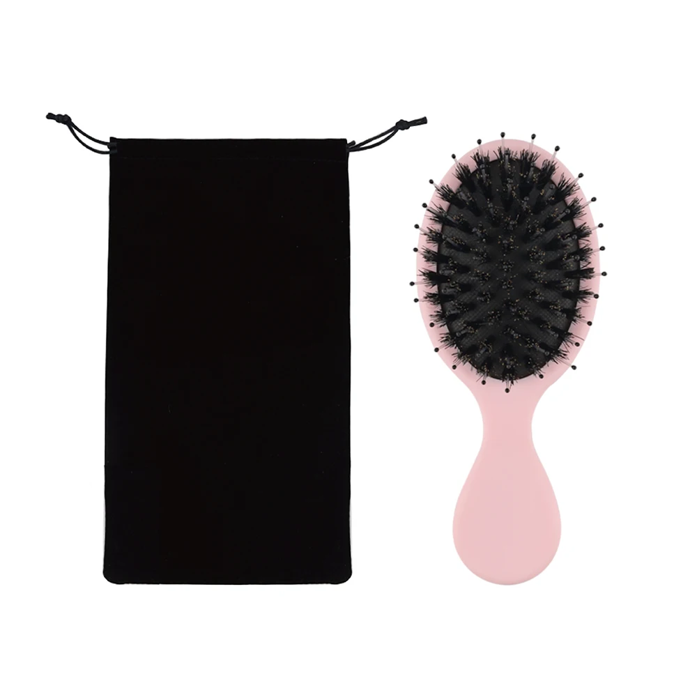 

ARLANY Matte Mini Boar Bristle Hair Brush with Round Tip Nylon Teeth Hairbrush for Detangling Cushion Hair Brush for Women Girls