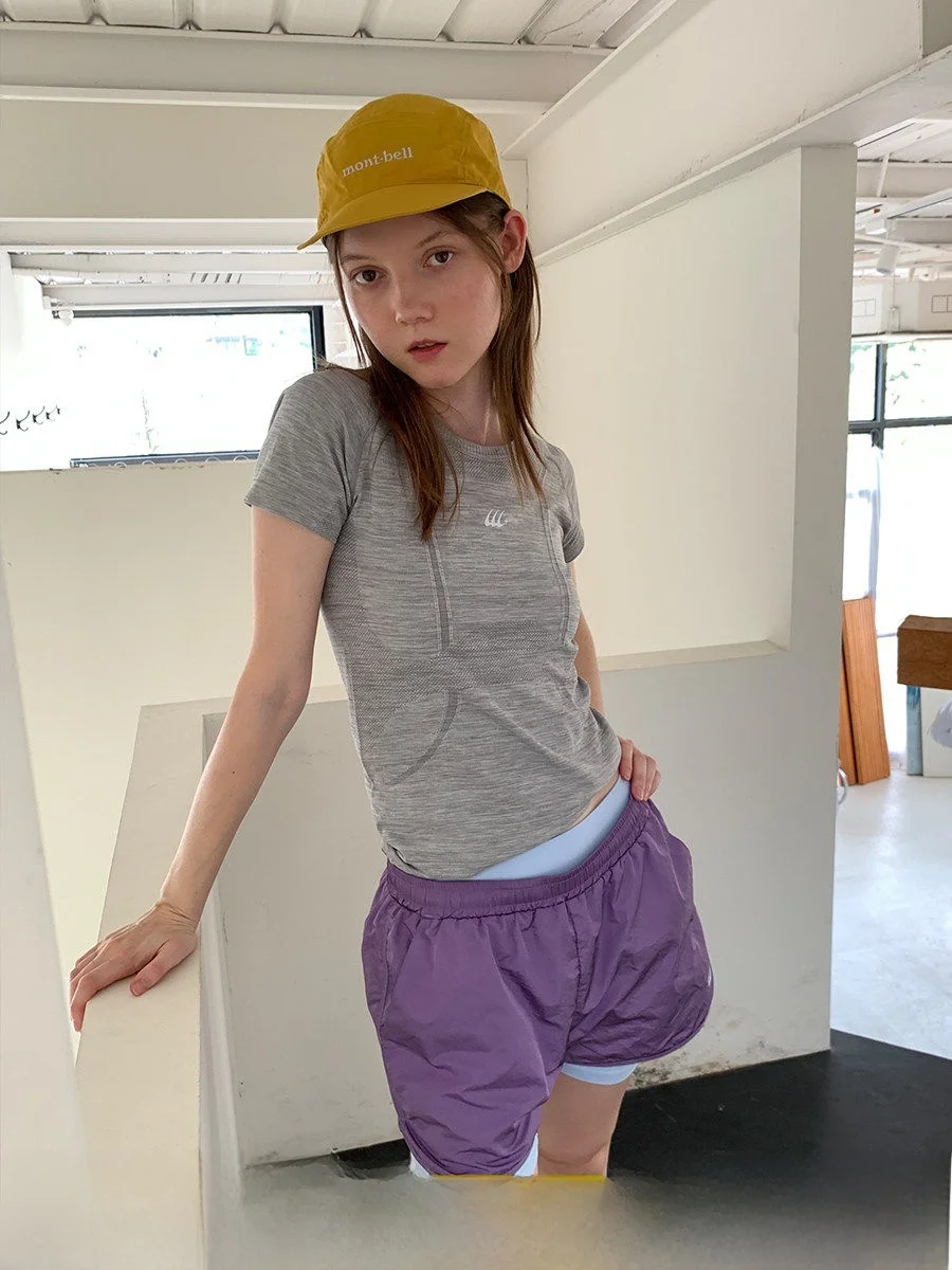 Quick Dry Slim Fit Short Sleeve Yoga T-Shirt Women's Summer Fitness Running Breathable round Neck Casual Style Square Houlest