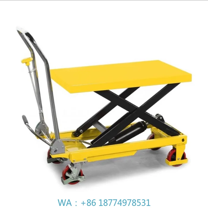 with Simple Scissor Design Efficient Manual Lift Truck Small Movable Manual Hydraulic Scissors Lift Platform Truck