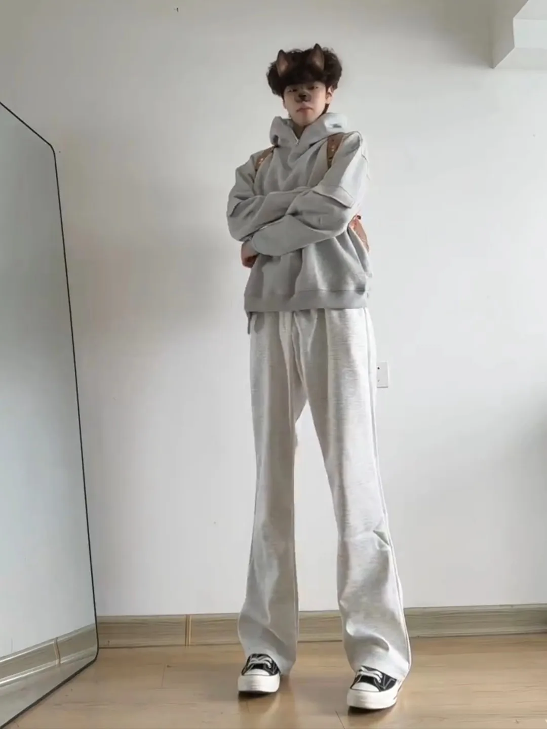 

Мужские белые расклешенные прямые брюки Cleanfit Spor ey, осенние длинные драпированные повседневные брюки с высокой талией, модные свободные брюки