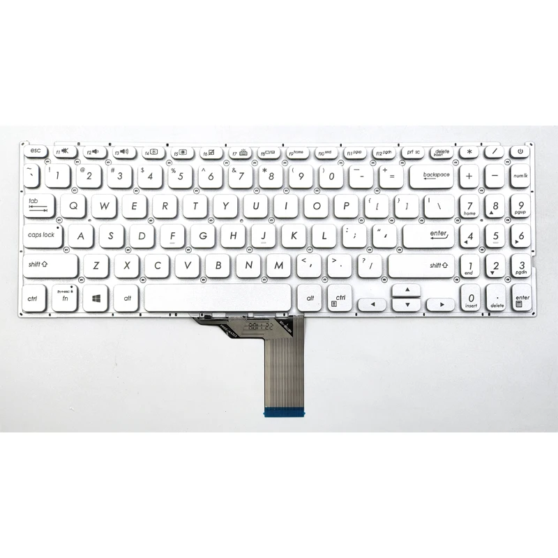 Nuevo para Asus Vivobook X512 X512D X512DA X512F X512FA X512J X512JA X512U teclado del ordenador portátil US Silver con retroiluminación sin marco