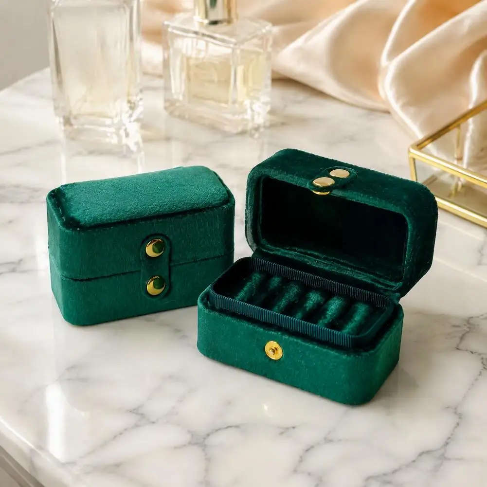 Small Velvet Earring Holder Travel Jewelry Organizer Portable Ring Box with Multi-slot Organizer Velvet Mini Jewelry for Rings