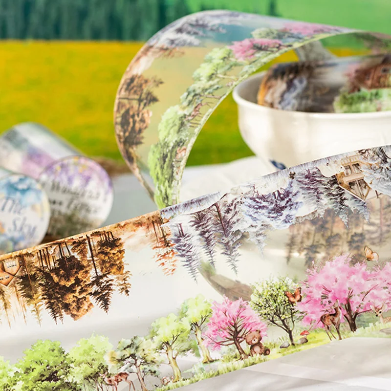 

1 Roll Sky Ocean Seamless Masking Tape 2m Scrapbook Hand Account DIY Journaling Supplies For Notebook & Phone Case Decoration