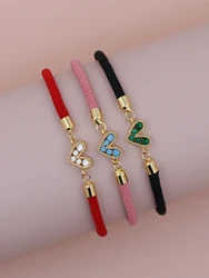 Simple and Versatile Gold-Plated Copper Multi-Color Zircon Adjustable Red Pink Black Push Pull Bracelet Men Women Couple Jewelry