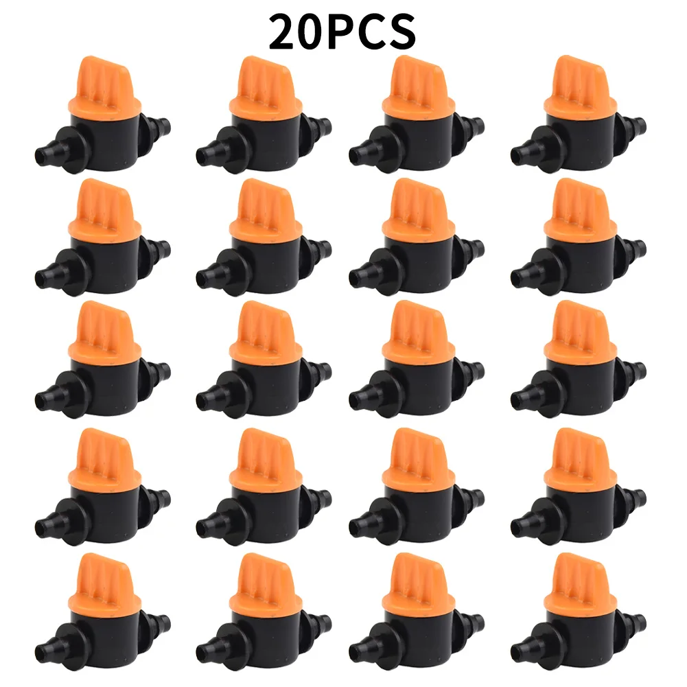 20Pcs 1/4'' Barbed Mini Valve Garden Tap Barb Connectors For 4/7mm Hose Irrigation Barbed Water Flow Control Valve Garden