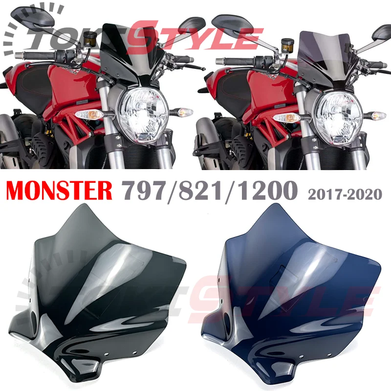 Motorcycle Wind Deflector Screen Shield Accessories Monster 797 821 Windshield Windscreen for Ducati 1200 1200R 1200S R S