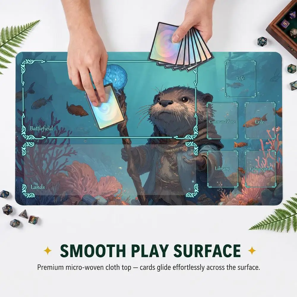 Water Magic Creature Battle Gaming Mouse Pad TCG Playmat Anti-Slip Rubber Deskmat Office Desk Accessories Stitched Edges GameMat
