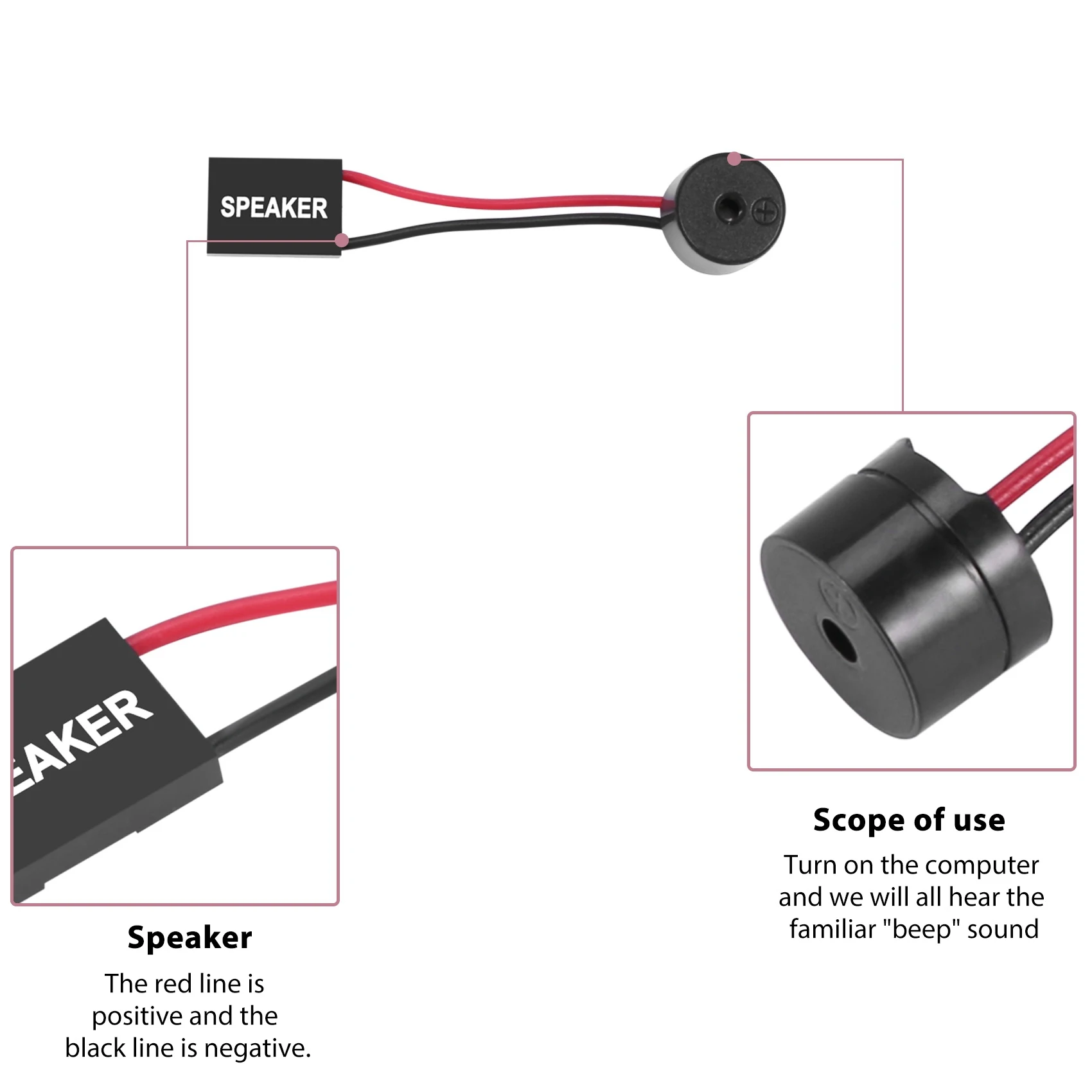 Buzzer interne de haut-parleur de carte mère d'ordinateur PC, bip pour la réparation d'ordinateur, 5 pièces