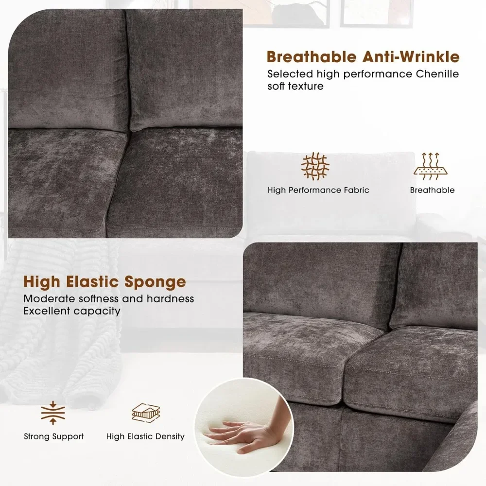 112“ Convertible Storage Sectional Sofa,L Shaped Couch with Storage Ottoman,Multi-Functional Reversible Sofa,Breathable Fabric