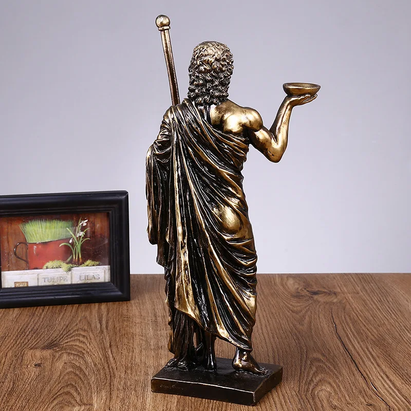 Greek Asclepius Statue Greek God of Medicine Resin Hand Painted Miniature Figurine Home Office Desktop Decor Gift