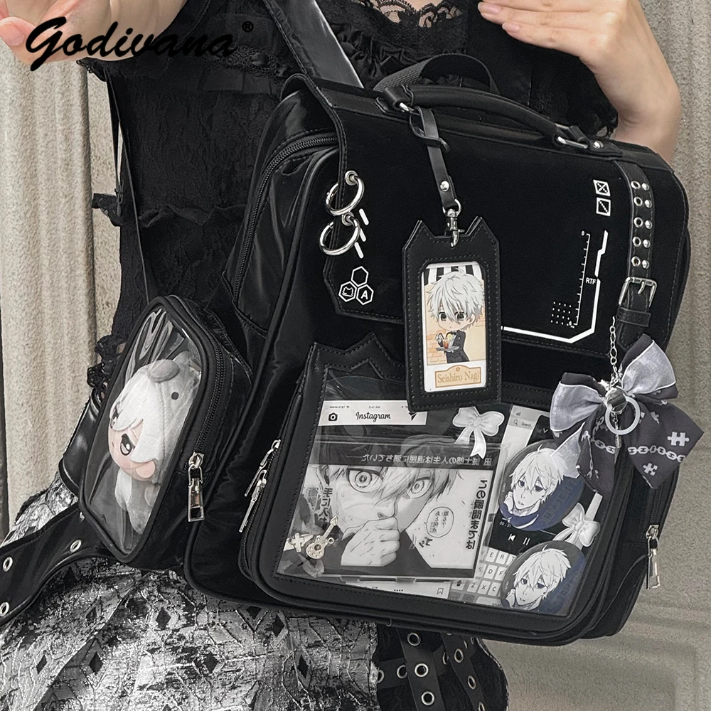 Original College Style Large Capacity Transparent Ita Bag Daily Women's Totes Handbags Sweet Cool Students Backpack