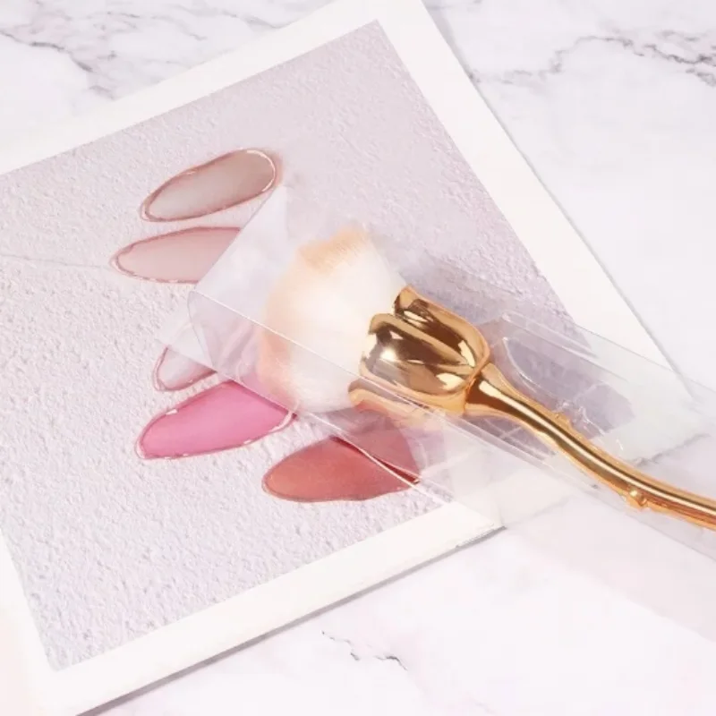 Rose-shaped Manicure With Nail Brush Art Brush Nail Accessories Tool Popular Round Makeup Polishing Dust Removal Brush