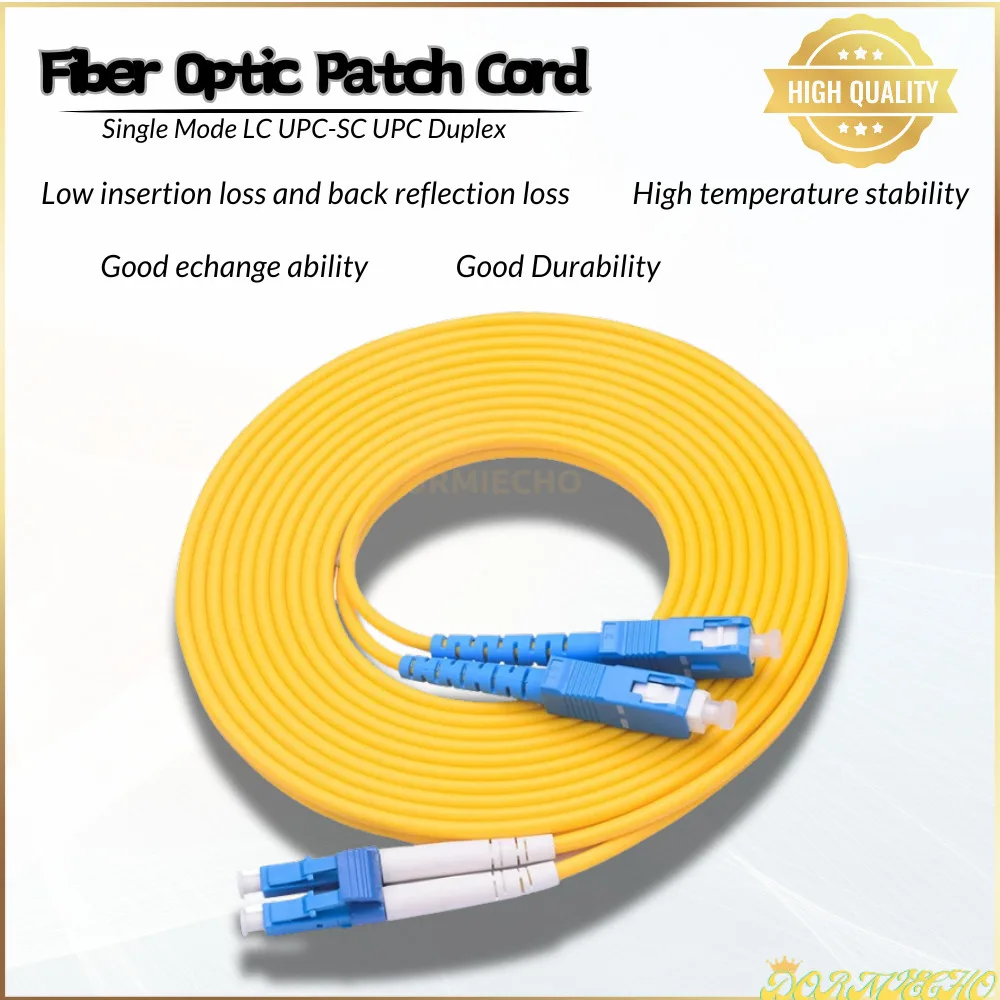 

5pcs/bag Low Insertion Loss Single Mode LC UPC-SC UPC Duplex Fiber Optic Cord Optical Patch Cable Jumper Fiber Optic Patch Cord