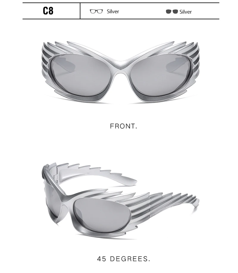 CRIXALIS Y2k Wrap Runde Goggle Männer Sonnenbrille 2025, Mode Sport Sonnenbrille Frauen Brillen Trendy Marke Design Shades UV400 – Detail 16