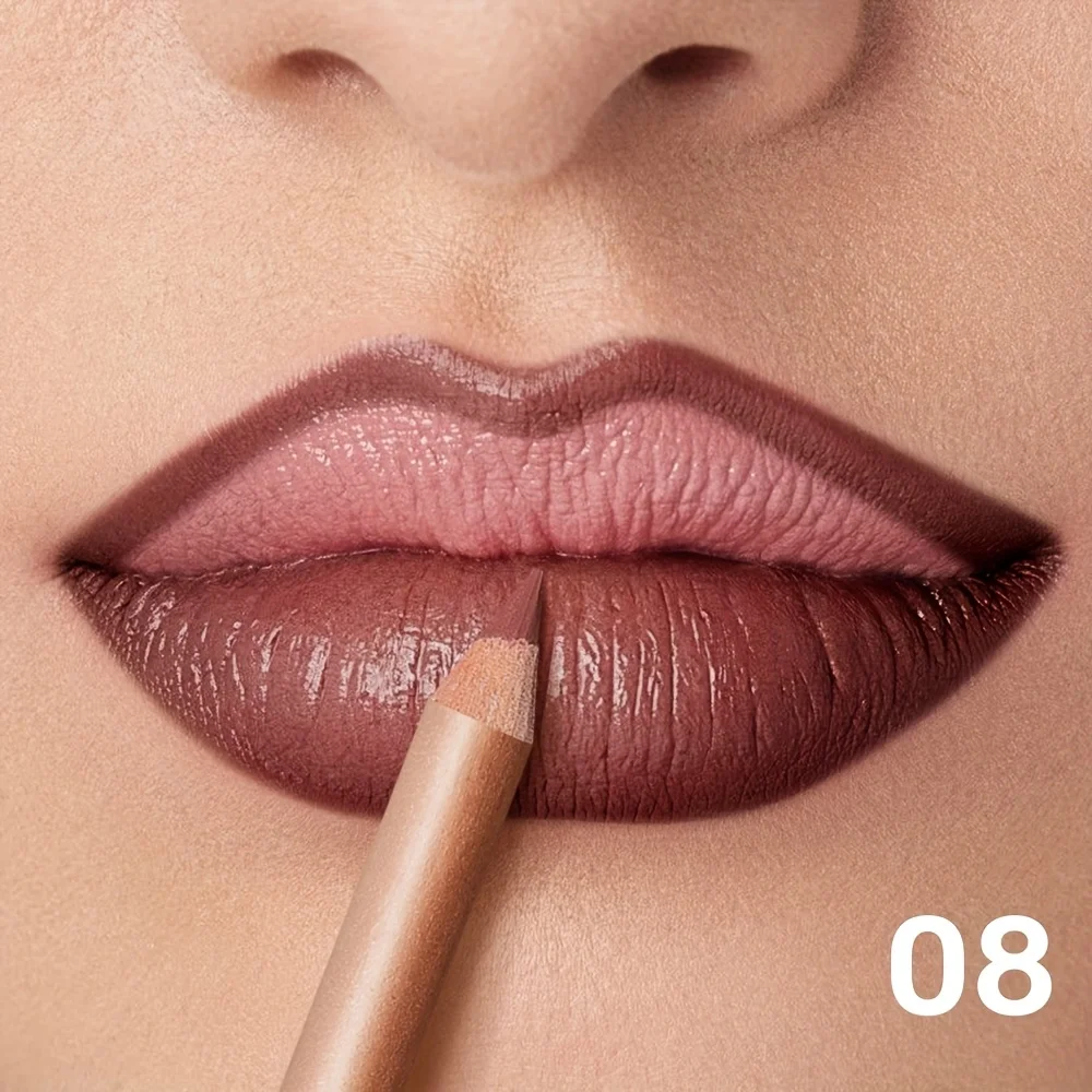 Matte Lip Liner Pencil Nude, langdurig waterdicht, veegvast, nauwkeurige omtrek, gladde romige formule