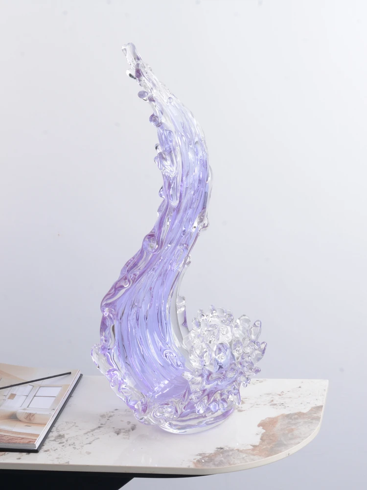 The wind and water rise the waves, light luxury, simple and high-end glass ornaments, entrance gift table decoration ornaments