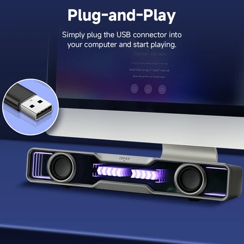 Imagen 2 del producto Edifier QS30 Altavoces de computadora Mini barra de sonido Altavoces USB Subwoofer Bluetooth 5.4 con micrófono Iluminación RGB para PC portátil