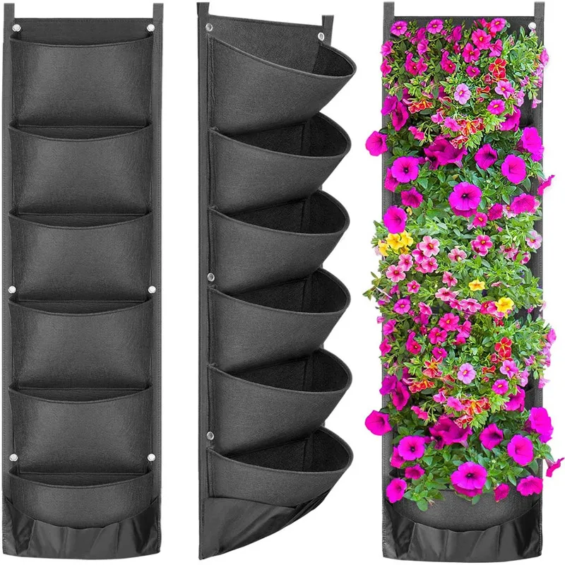 Hanging Planter Flower Pots Waterproof Vertical Flowerpot Garden Layout Wall Mount Flower Storage Bag Indoor Outdoor Decoration