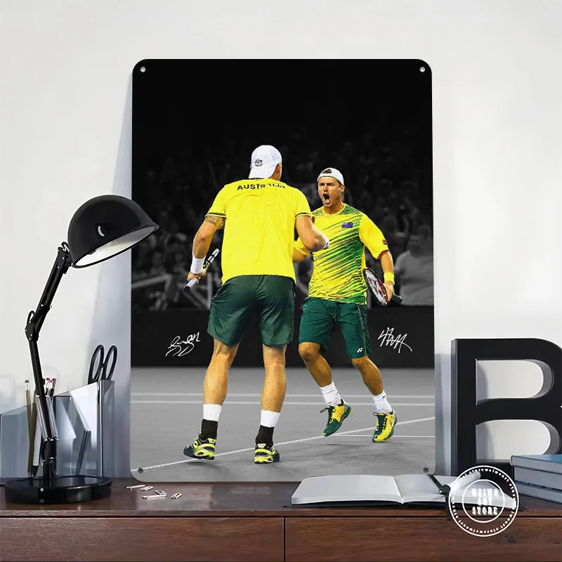 Lleyton Hewitt Vs Samuel Groth Tin Plaque Poster Customized Retro Wall Art Vintage Metal Signs for Room Office Decor Home Sign
