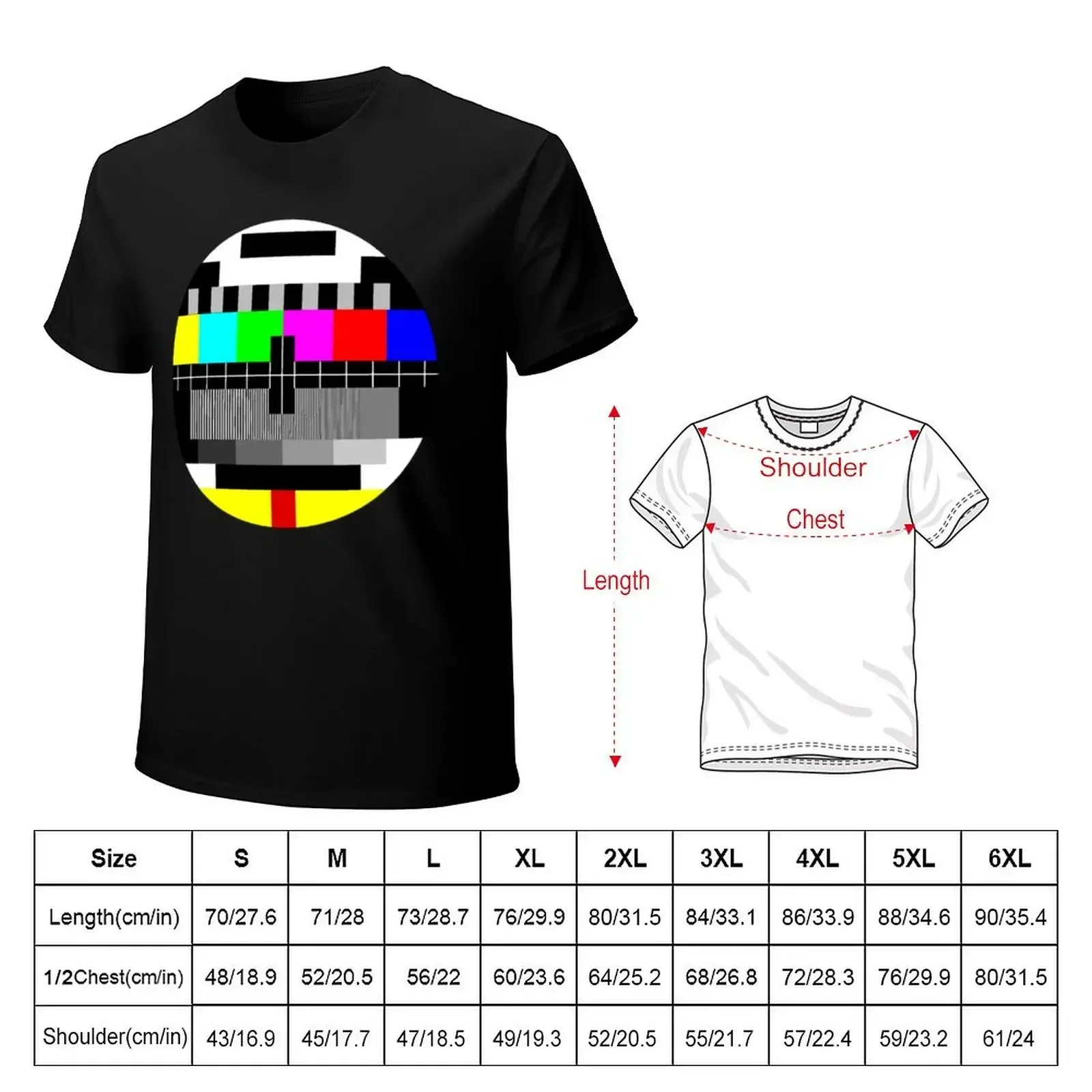 90's TV Test pattern T-shirt customs design your own vintage clothes plain black t shirts men