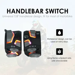7/8'' 22mm Handlebar Motorcycle Switches Headlight Warning Light Turn Signal Horn Start Kill Button With LED E-bike ATV Switch
