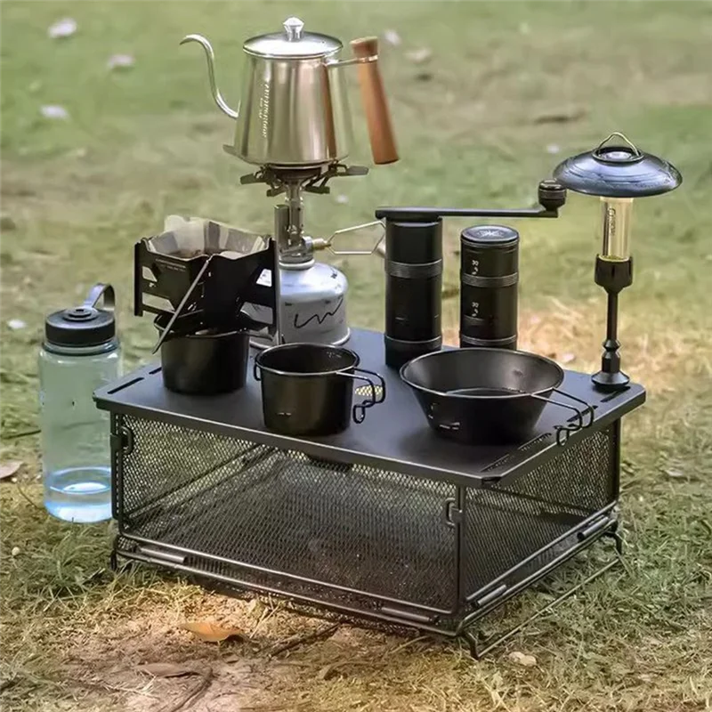 

【Hot Cake】Portable Camping Water Filter Basket - Foldable Table Storage Box For Outdoor Kitchen Accessories, Easy To Carry