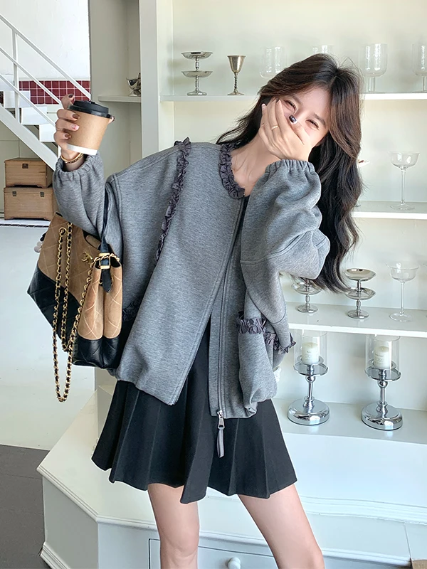 

Женская модная толстовка-куртка с эластичной вставкой, новинка ранней осени-весны 2025 года