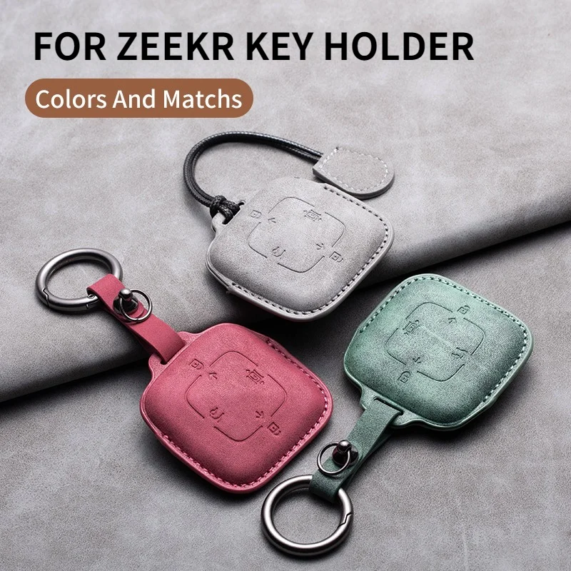 Leather Car Key Case Cover For Zeekr 001 X FR 007 GT 009 Car Keychain Protected Shell Anti-scratch Holder Car Key Accessories