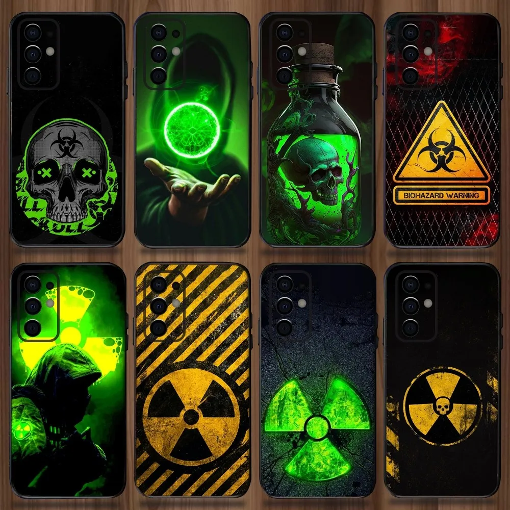 Danger Radiation Zone Gas Mask Phone Case For Samsung Galaxy A13,A21s,A22,A31,A32,A52,A53,A71,A80,A91 Black Soft Cover