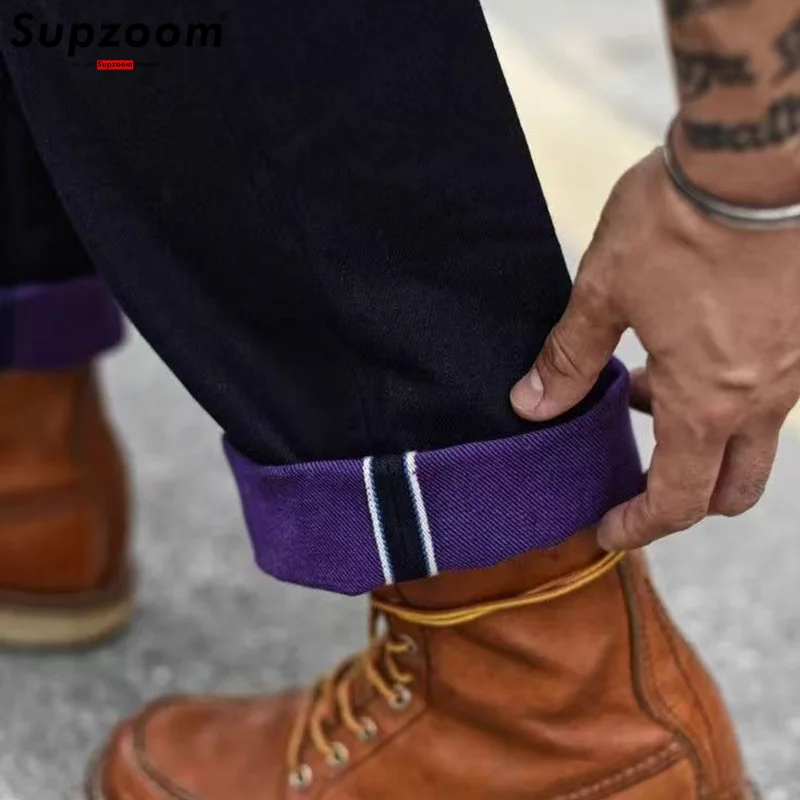 Supzoom 2025 nieuwe collectie hete verkoop topmode driehoek teken licht casual kleurblokkering denim vier seizoenen jeans heren