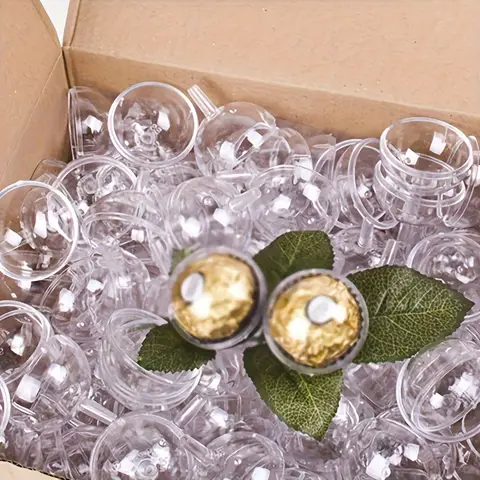 เปลือกบรรจุภัณฑ์ 50 ชิ้น กล่องใส่ช็อคโกแลตทรงกลมแบบใส วัสดุ DIY สำหรับช่อดอกไม้ อุปกรณ์สำคัญสำหรับร้านดอกไม้