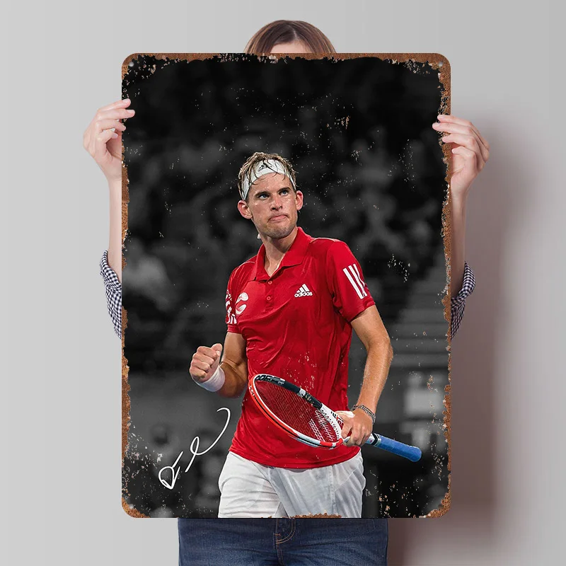 Dominic Thiem Printed Posters Customizable Wall Art Retro Vintage Metal Tin Signs for Home Room Bar Accessories Custom Plate