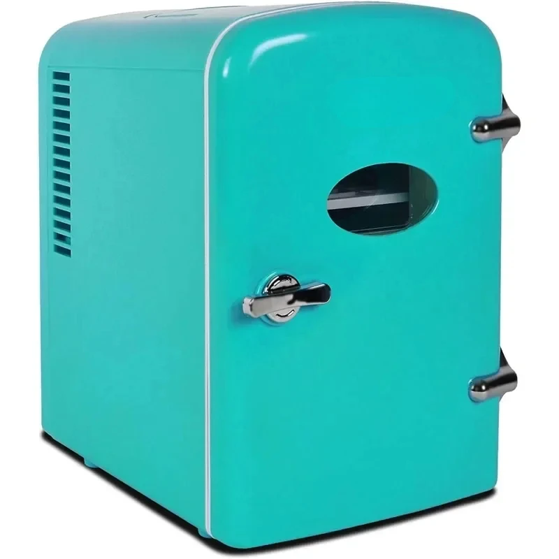 Retro Portable Mini Fridge 4 Liter/6 Can AC/DC Thermoelectric Cooler for Skincare, Cosmetics, Medications, Home, Room and Travel