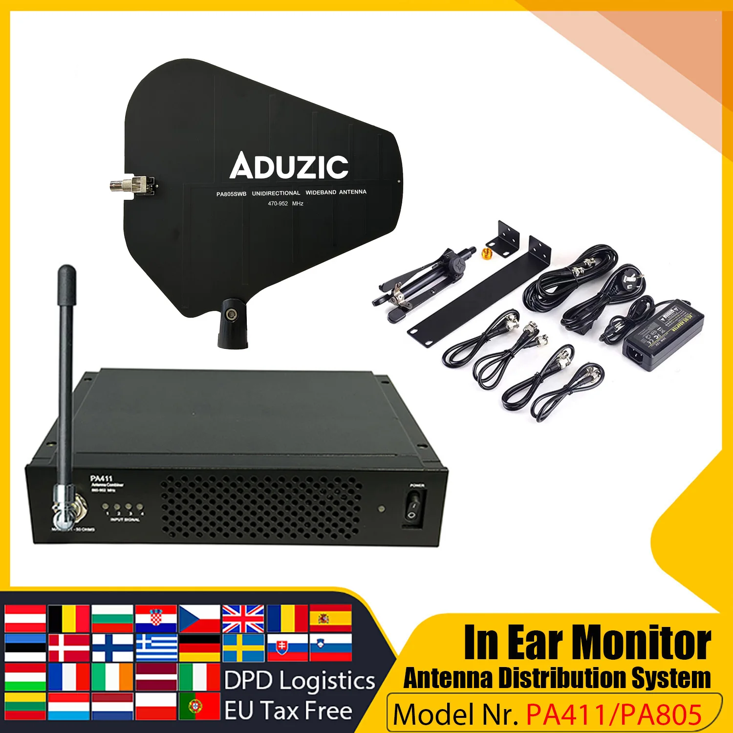 ADUZIC PA411 Antenna Distribution For In-Ear Monitor System PA805 Dual Antenna Passive 450-960Mhz Antena RF Signal Combiner - Image 6
