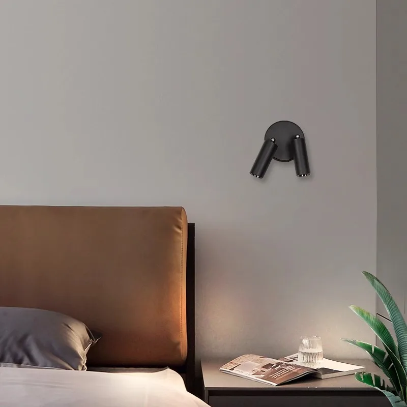 Led Wall Lamp Double Head Bedroom Bedside Reading Spot Light Adjustable Angle Ceiling Spotlight Eye Protection Modern Lights