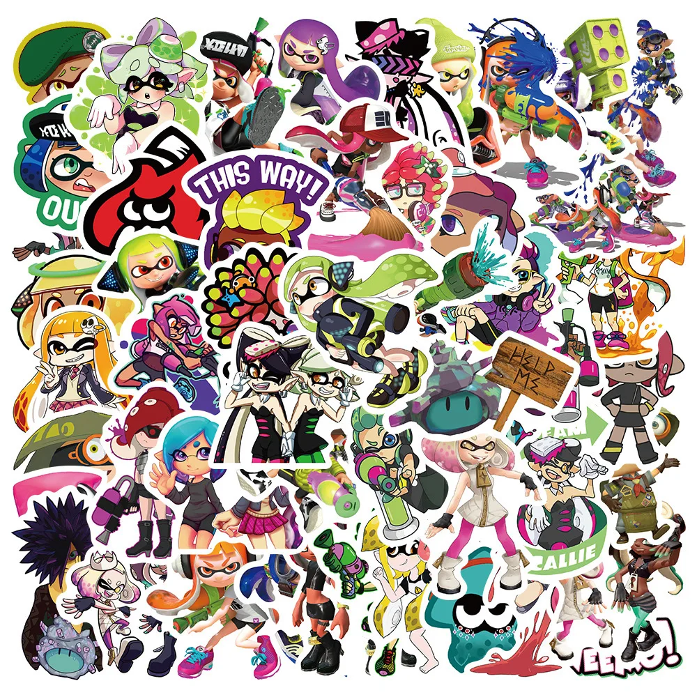 50Pcs Funny Game Splatoon Stickers Cartoon Graffiti Decals For Laptop Luggage Guitar Skateboard PS5 Helmet Stickers