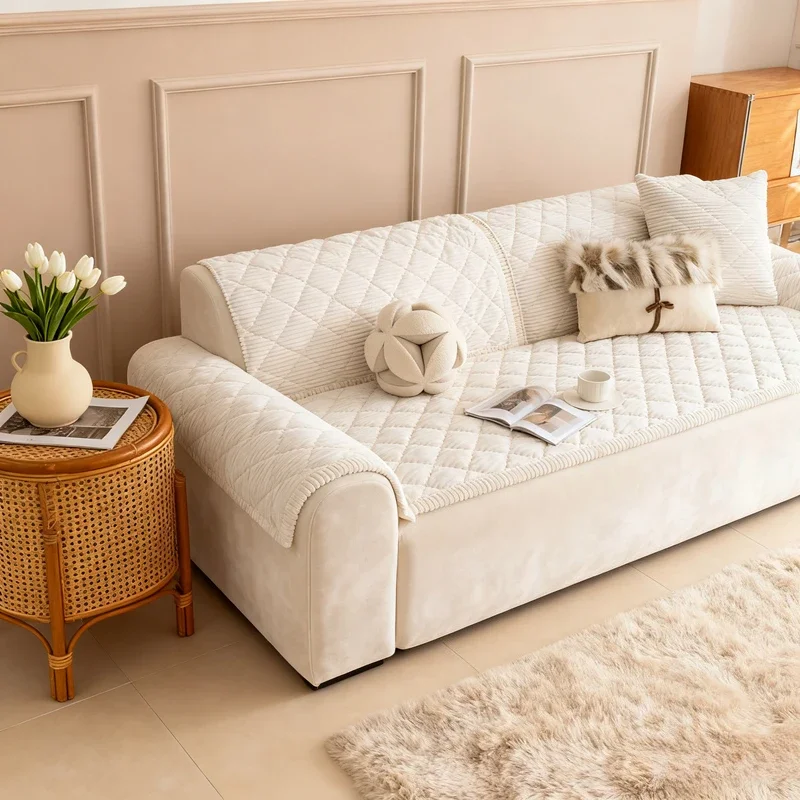 1pc Nordic Simple Plush Sofa Cushion Four Seasons Universal Non-Slip Cushion Sofa Cover Towel Covers Cloth Cushion Home Decor