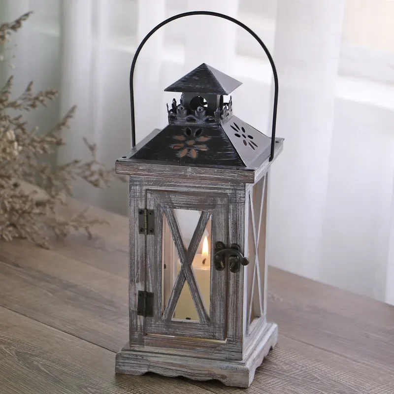 for European Wooden Candle Holder Creative Home Decor Bedroom Living Room Retro Wine Cabinet Ornament